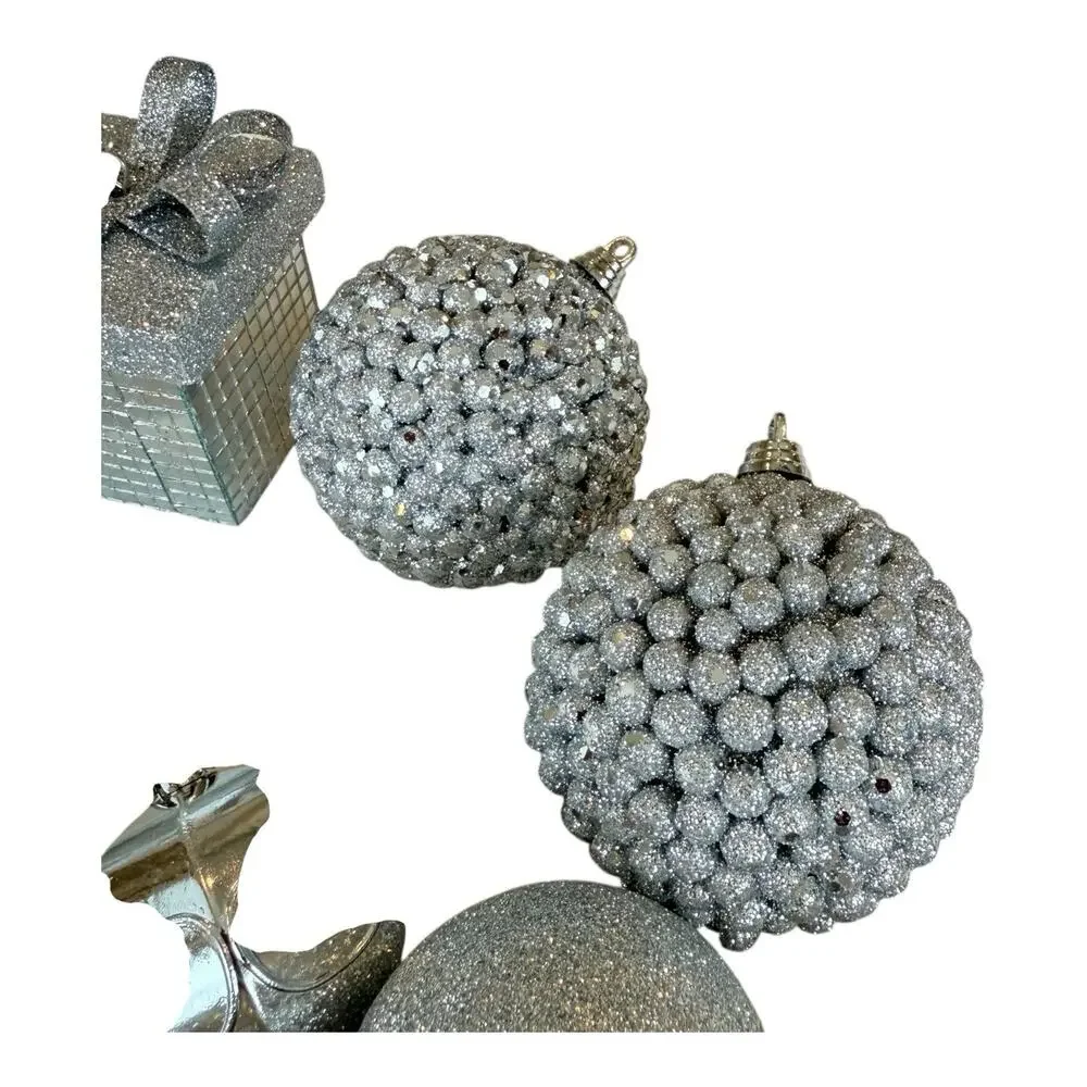 28- Silver Assorted Shatterproof Ornaments 1.5